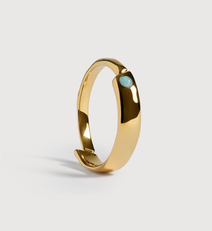 Gold Vermeil Amaia Gemstone Stacking Ring - Amazonite - Monica Vinader