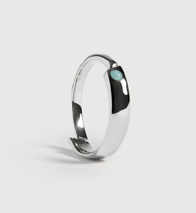 Sterling Silver Amaia Gemstone Stacking Ring - Amazonite - Monica Vinader