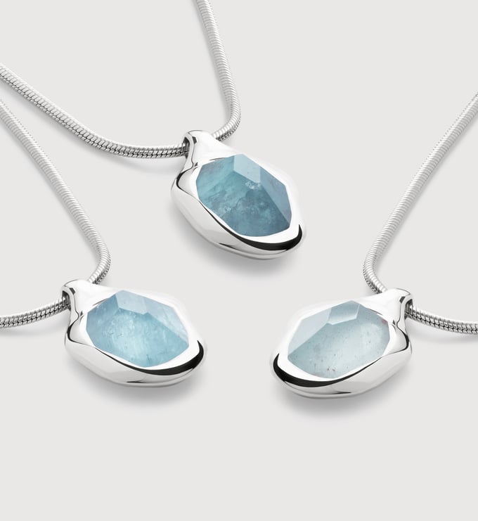 Sterling Silver Odyssey Gemstone Chain Necklace - Aquamarine - Monica Vinader