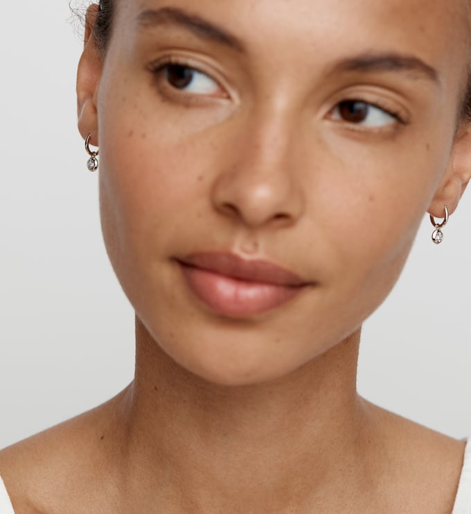 Sterling Silver Round Diamond Huggie Earrings - Lab Grown Diamond - Monica Vinader