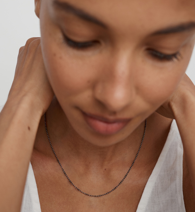 Sterling Silver Diamond Cut Rolo Chain Necklace - Monica Vinader