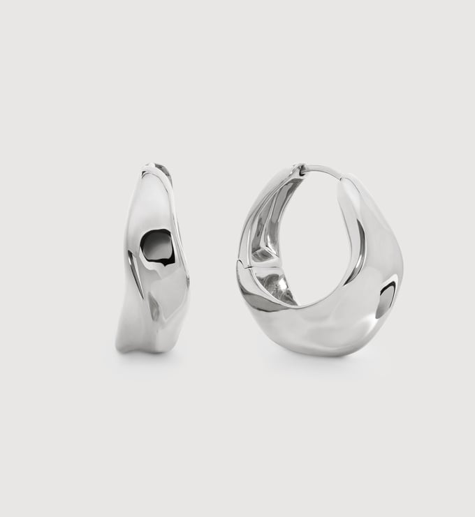 Sterling Silver Nomade Medium Hoops - Monica Vinader