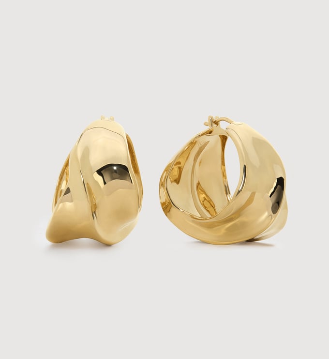 Gold Vermeil Nomade Bold Medium Hoops - Monica Vinader