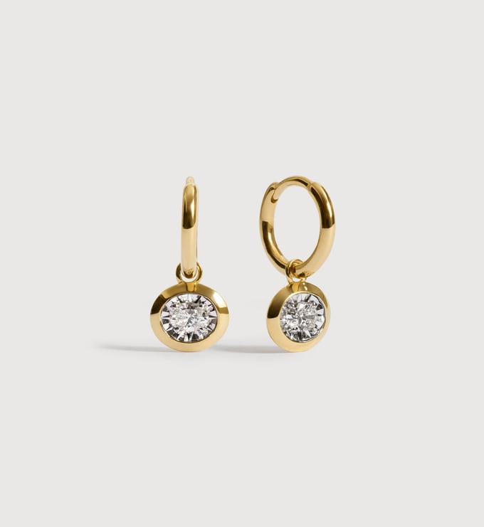 Gold Vermeil Oval Diamond Huggie Earrings - Lab Grown Diamond - Monica Vinader