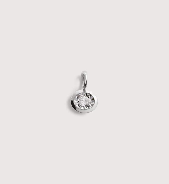 Sterling Silver Oval Diamond Pendant - Lab Grown Diamond - Monica Vinader