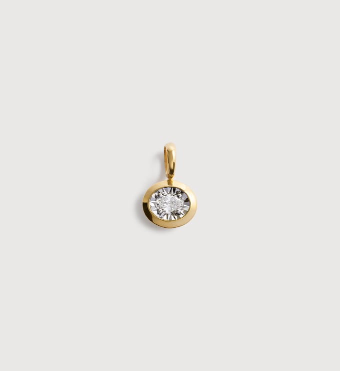 Gold Vermeil Oval Diamond Pendant - Lab Grown Diamond - Monica Vinader