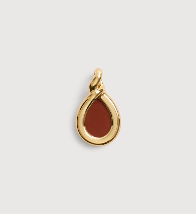 Gold Vermeil Ochre Gemstone Pendant - Red Jasper - Monica Vinader