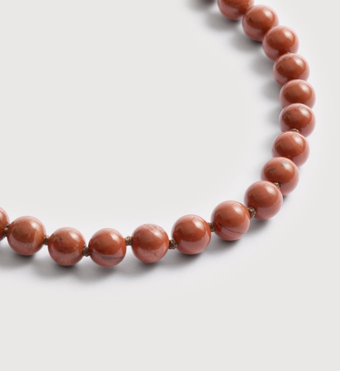 Gold Vermeil Ochre Round Gemstone Necklace - Red Jasper - Monica Vinader