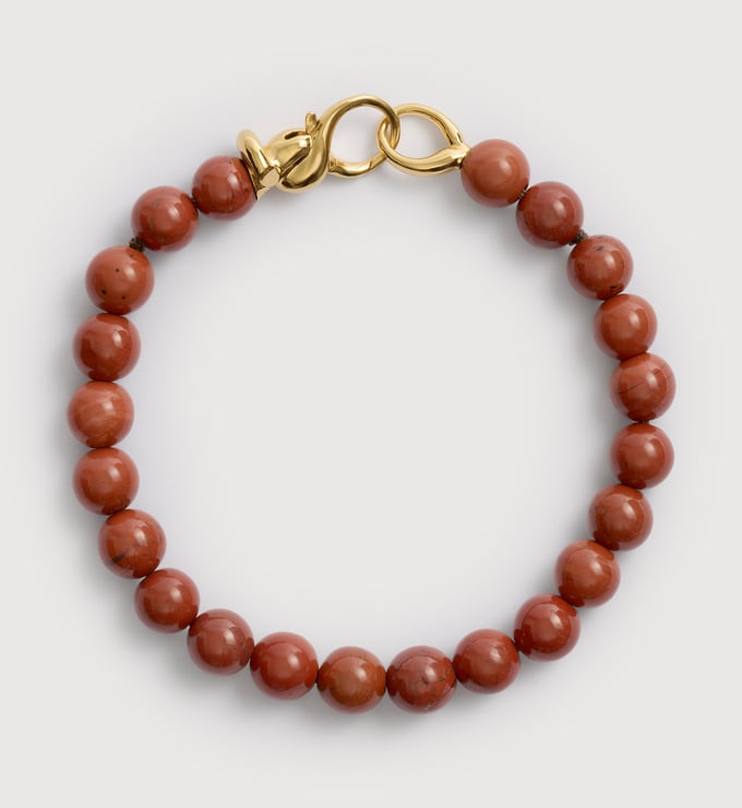 Gold Vermeil Ochre Round Gemstone Bracelet - Red Jasper - Monica Vinader