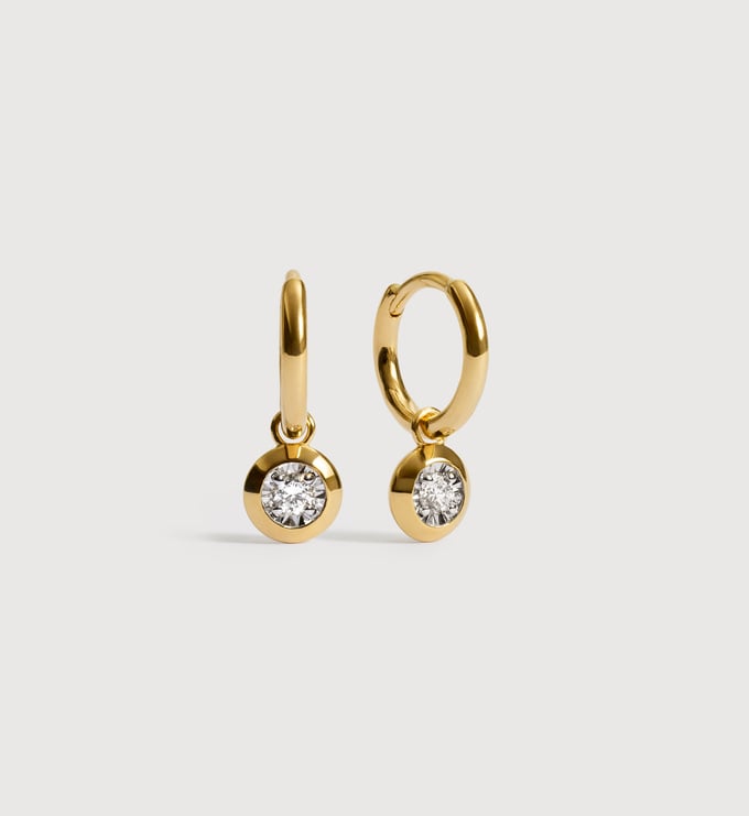 Gold Vermeil Round Diamond Huggie Earrings - Lab Grown Diamond - Monica Vinader