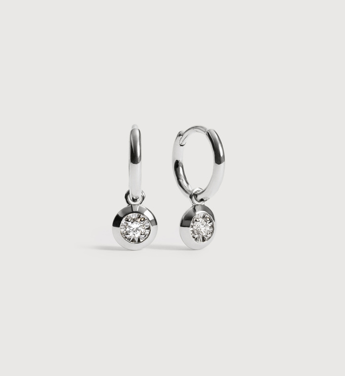 Sterling Silver Round Diamond Huggie Earrings - Lab Grown Diamond - Monica Vinader