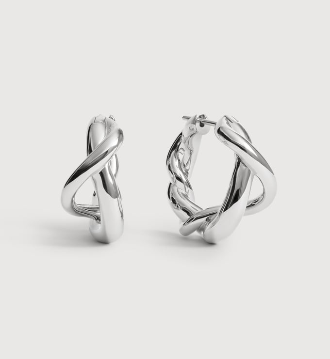 Sterling Silver Ochre Medium Hoop Earrings - Monica Vinader