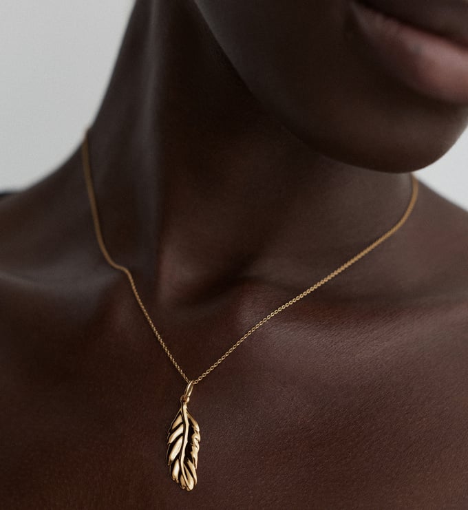 Gold Vermeil Feather Pendant - Monica Vinader