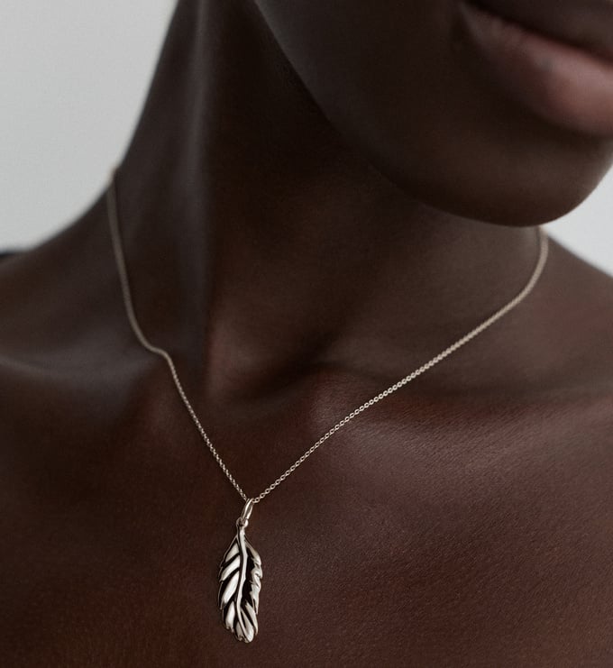 Sterling Silver Feather Pendant - Monica Vinader