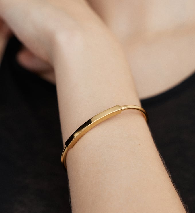 Gold Vermeil Linear Bangle - Monica Vinader