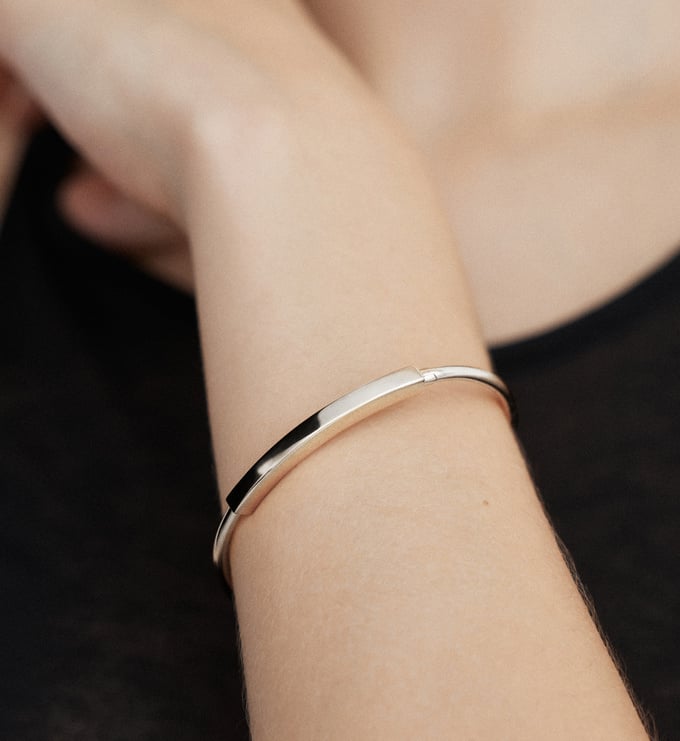 Sterling Silver Linear Bangle - Monica Vinader