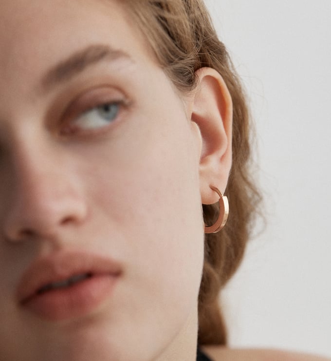 Rose Gold Vermeil Linear Small Hoop Earrings - Monica Vinader