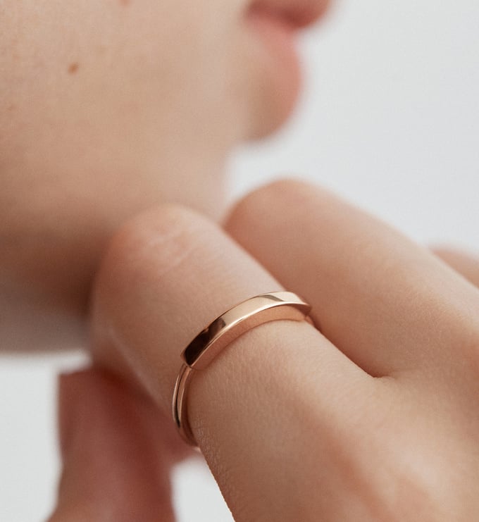 Rose Gold Vermeil Linear Stacking Ring - Monica Vinader