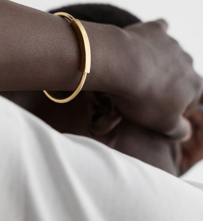 Gold Vermeil Linear Bold Bangle - Monica Vinader