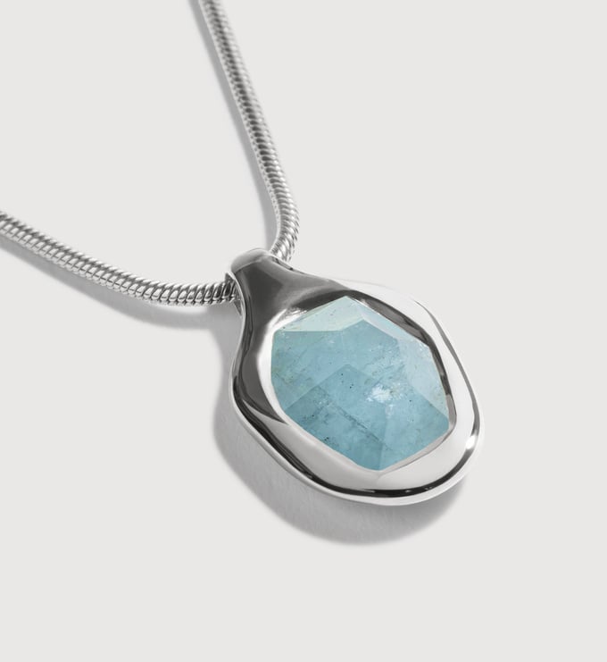 Sterling Silver Odyssey Gemstone Chain Necklace - Aquamarine - Monica Vinader