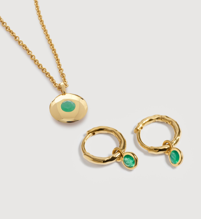 May Birthstone Huggies & Necklace Set - Monica Vinader