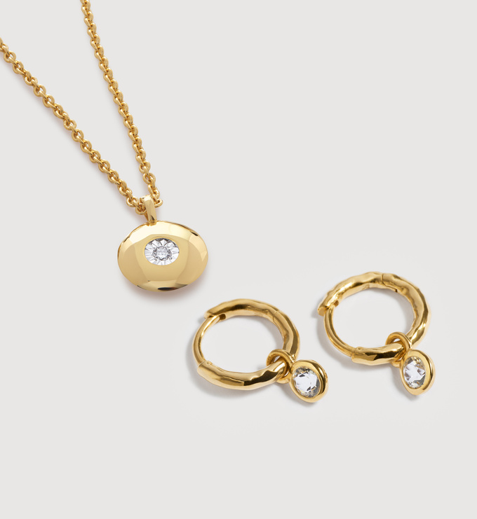 April Birthstone Huggies & Necklace Set - Monica Vinader