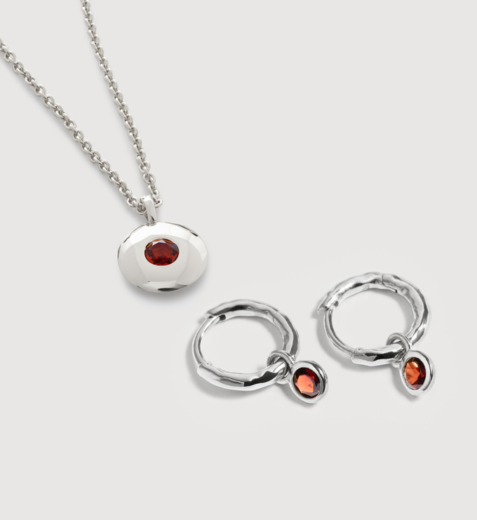 January Birthstone Huggies & Necklace Set - Monica Vinader