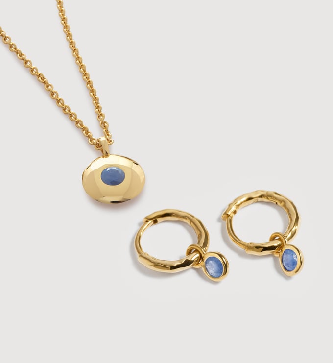 September Birthstone Huggies & Necklace Set - Monica Vinader