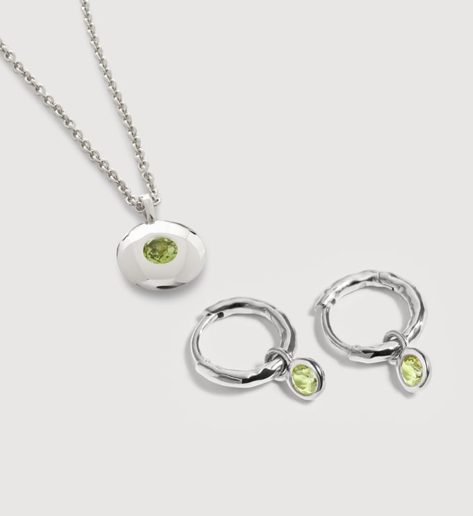 August Birthstone Huggies & Necklace Set - Monica Vinader