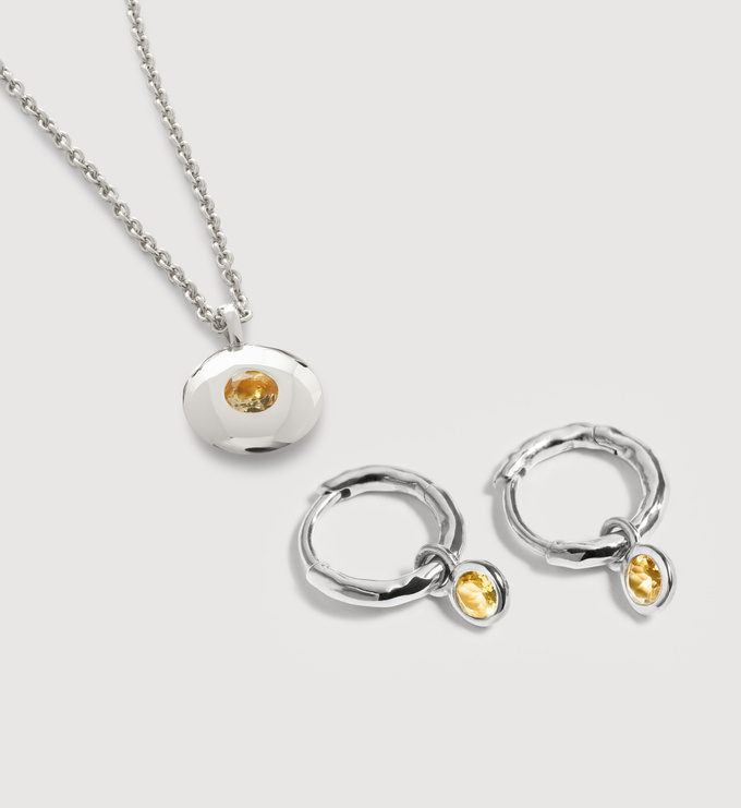 November Birthstone Huggies & Necklace Set - Monica Vinader