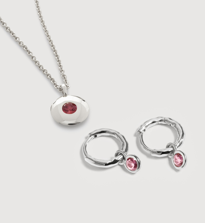 October Birthstone Huggies & Necklace Set - Monica Vinader