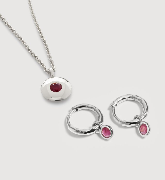 July Birthstone Huggies & Necklace Set - Monica Vinader