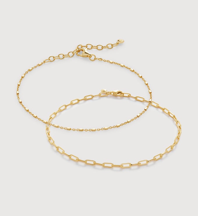Paperclip & Barrel Station Chain Bracelet Set - Monica Vinader