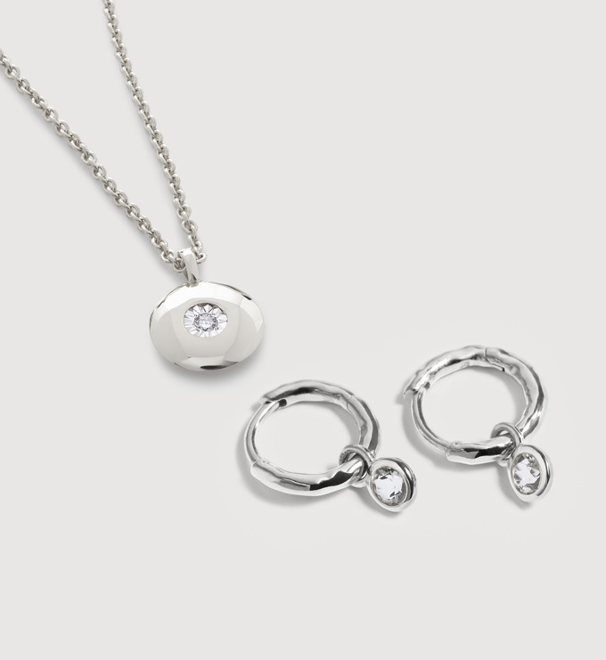 April Birthstone Huggies & Necklace Set - Monica Vinader