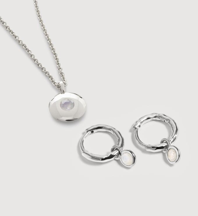 June Birthstone Huggies & Necklace Set - Monica Vinader