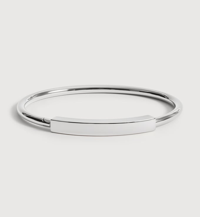 Sterling Silver Linear Bold Bangle - Monica Vinader