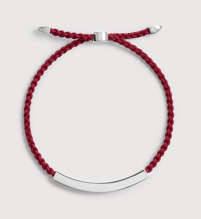 Sterling Silver Linear Cord Friendship Bracelet - Burgundy - Monica Vinader