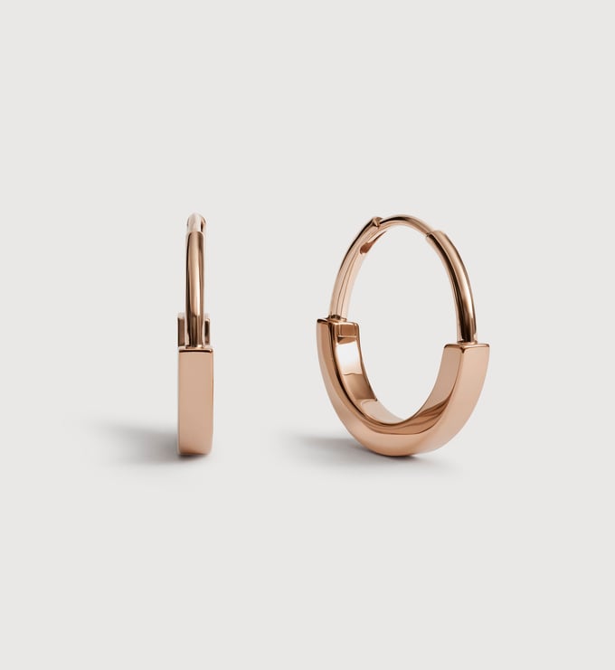 Rose Gold Vermeil Linear Small Hoop Earrings - Monica Vinader