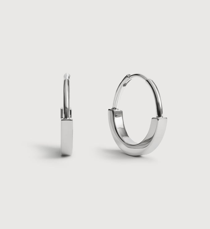 Sterling Silver Linear Small Hoop Earrings - Monica Vinader