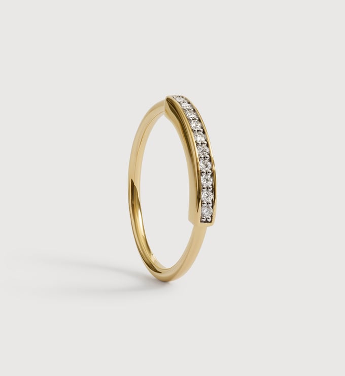 Gold Vermeil Linear Pavé Diamond Stacking Ring - Lab Grown Diamond - Monica Vinader