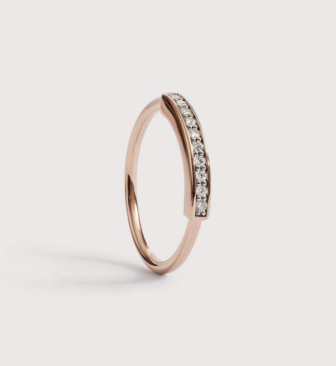 Rose Gold Vermeil Linear Pavé Diamond Stacking Ring - Lab Grown Diamond - Monica Vinader