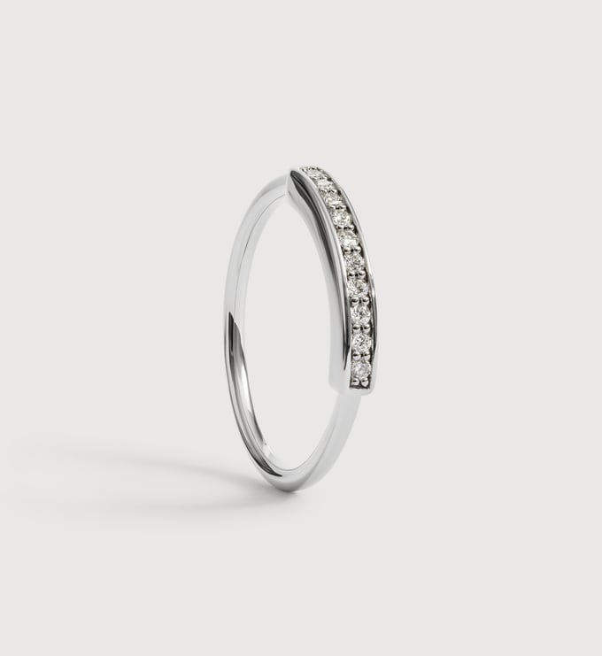 Sterling Silver Linear Pavé Diamond Stacking Ring - Lab Grown Diamond - Monica Vinader