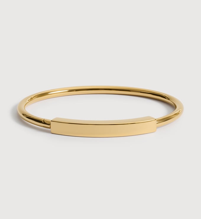 Gold Vermeil Linear Bold Bangle - Monica Vinader