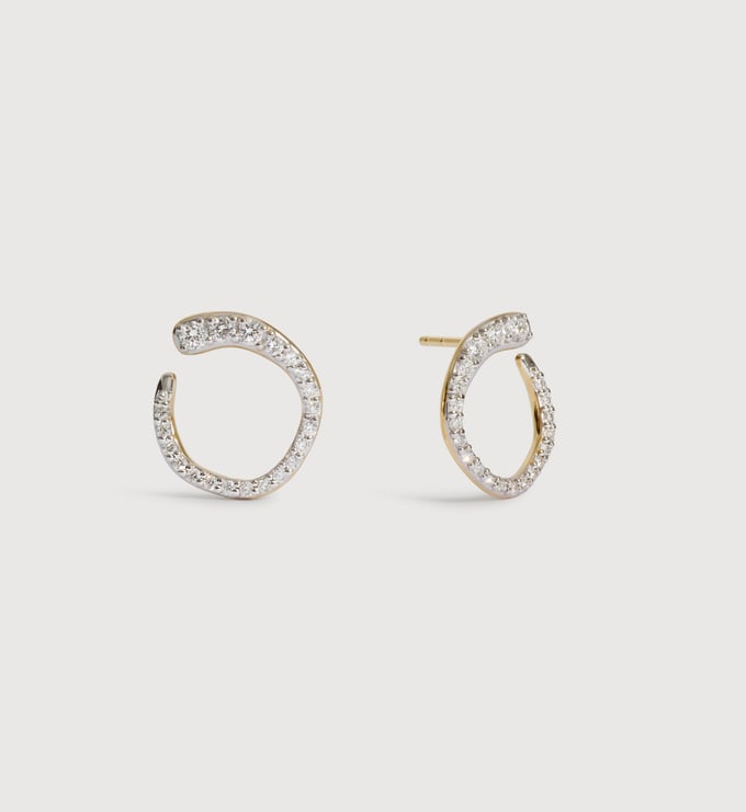Gold Vermeil Riva Pavé Diamond Wrap Earrings - Lab Grown Diamond - Monica Vinader