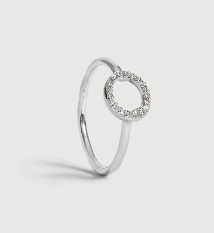 Sterling Silver Riva Mini Pavé Diamond Ring - Lab Grown Diamond - Monica Vinader