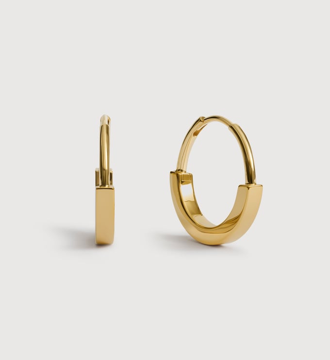 Gold Vermeil Linear Small Hoop Earrings - Monica Vinader