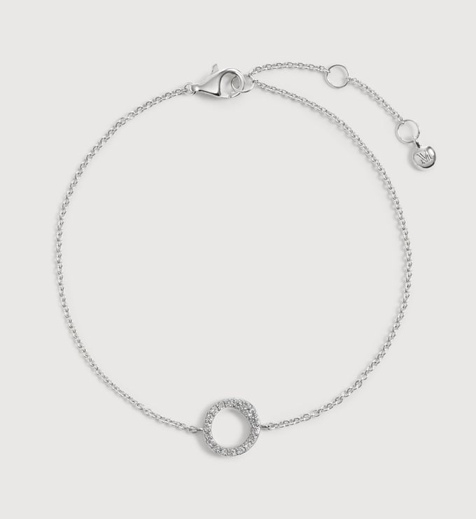 Sterling Silver Riva Pavé Round Diamond Chain Bracelet - Lab Grown Diamond - Monica Vinader