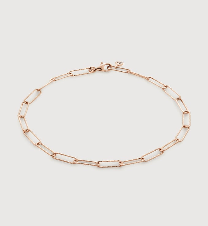Rose Gold Vermeil Alta Textured Mini Chain Bracelet - Monica Vinader