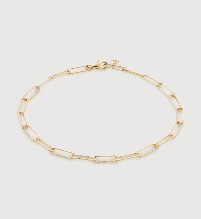 Gold Alta Textured Mini Chain Bracelet -  - Monica Vinader