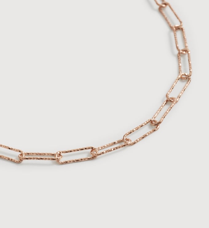 Rose Gold Vermeil Alta Textured Chain Necklace 24' - Monica Vinader